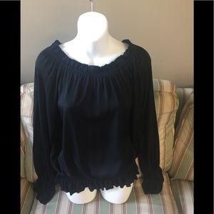 Emerson Thorpe Black Off the Shoulder Blouse.